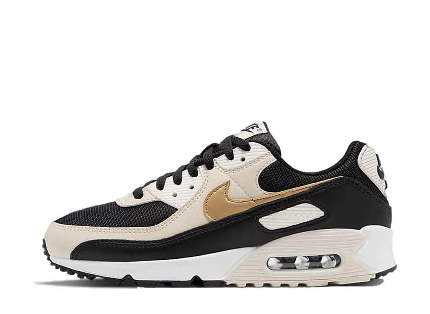 NIKE Women s AIR MAX 90 BLACK SUMMIT WHITE METALLIC GOLD
