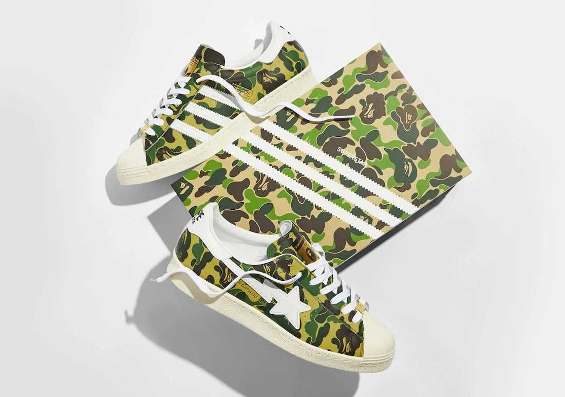 【スニダンで購入可】5/1先行・5/8発売 BAPE × ADIDAS SUPERSTAR 80'S "GREEN CAMO" 抽選/定価/販売店舗まとめ 2枚目