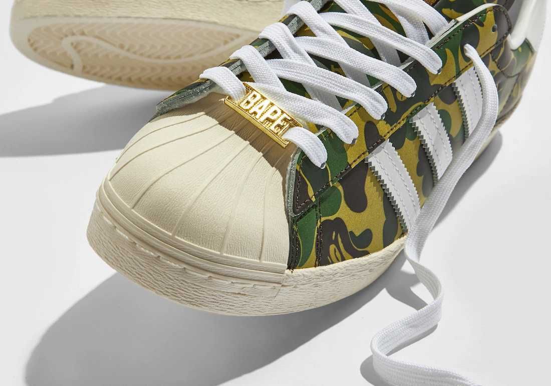 【スニダンで購入可】5/1先行・5/8発売 BAPE × ADIDAS SUPERSTAR 80'S "GREEN CAMO" 抽選/定価/販売店舗まとめ 5枚目