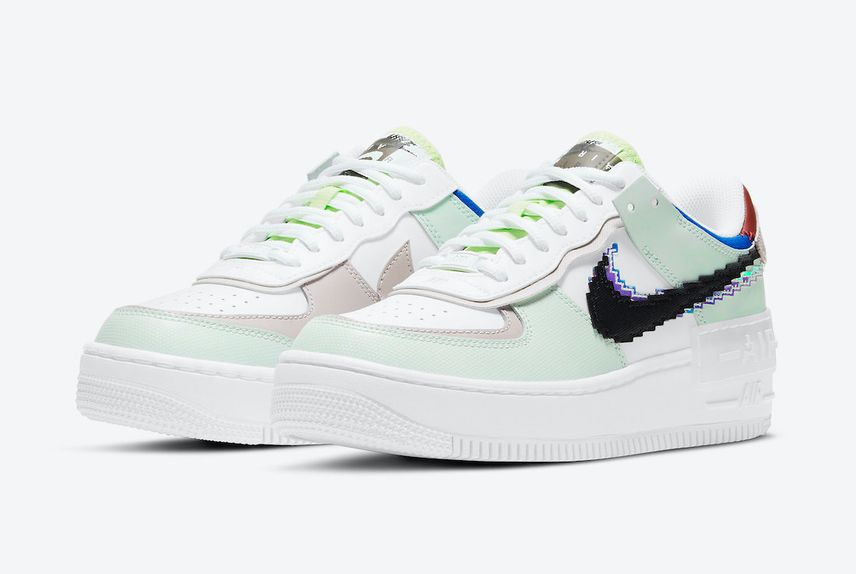 【リーク】NIKE AIR FORCE 1 SHADOW PIXEL "GREEN/WHITE PLATINUM/VIOLET BLACK" 抽選/定価/販売店舗まとめ