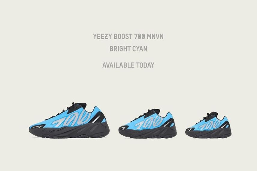 【スニダンで購入可】6/7発売 ADIDAS YEEZY 700 MNVN "BRYGHT CYAN" 抽選/定価/販売店舗まとめ