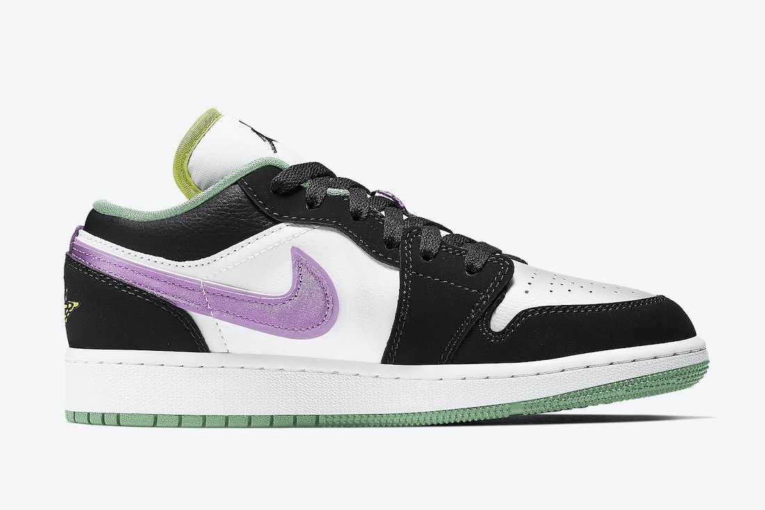 【スニダンで購入可】NIKE GS AIR JORDAN 1 LOW "WHITE/BLACK/GREEN GLOW" 抽選/定価/販売店舗まとめ 3枚目