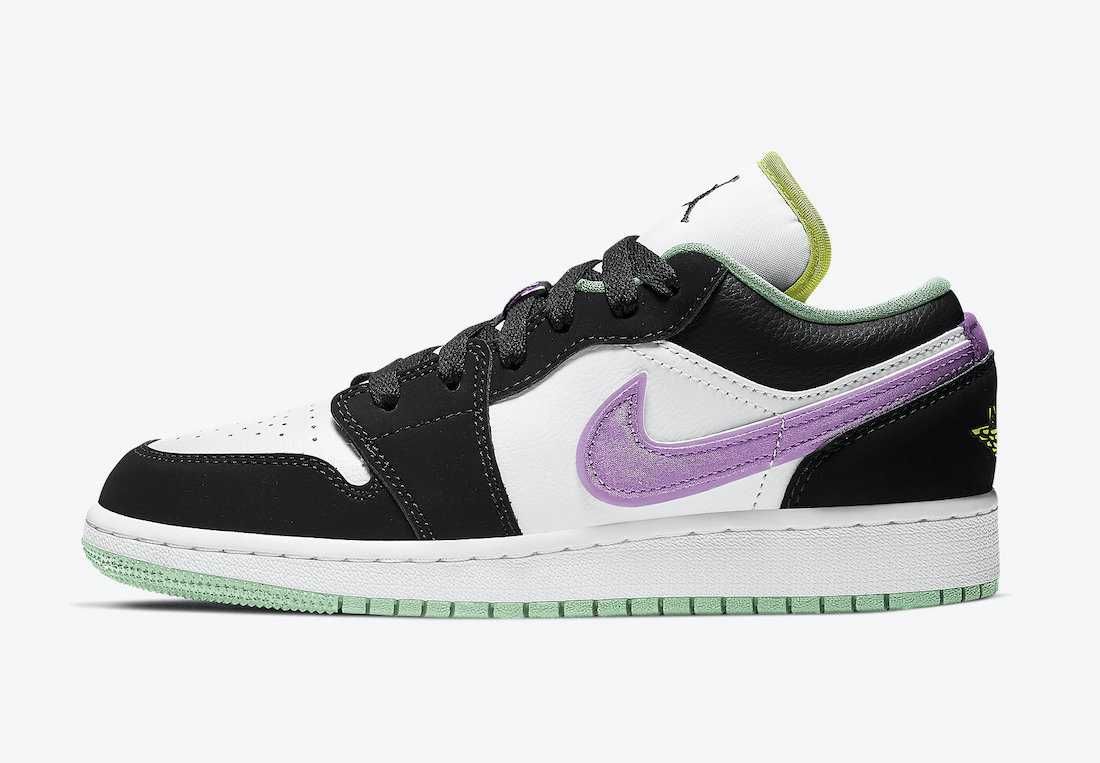 【スニダンで購入可】NIKE GS AIR JORDAN 1 LOW "WHITE/BLACK/GREEN GLOW" 抽選/定価/販売店舗まとめ 2枚目