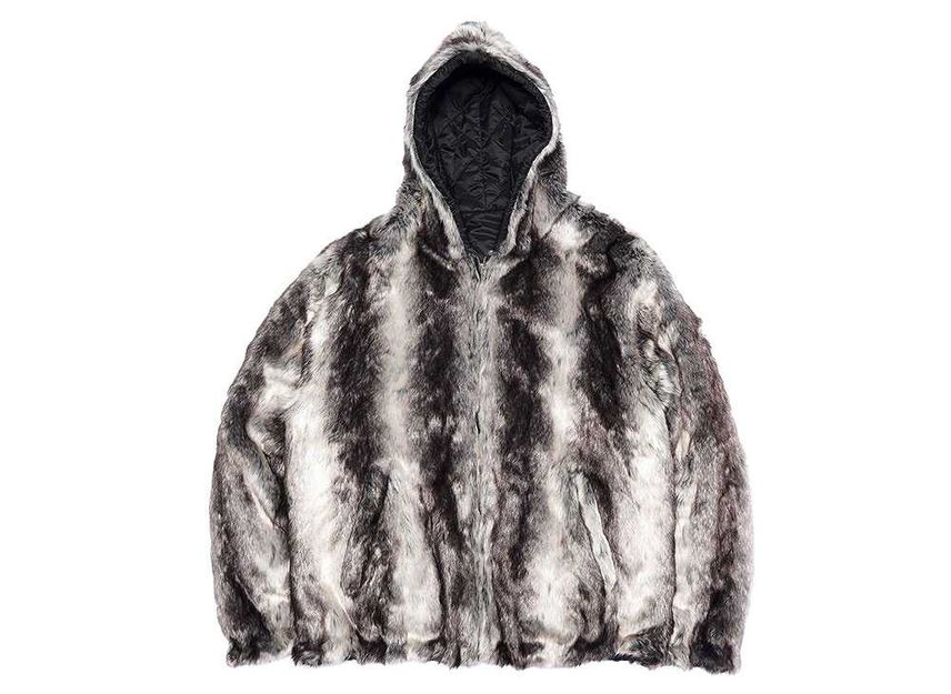 Reversible fur jacket hot sale with hood