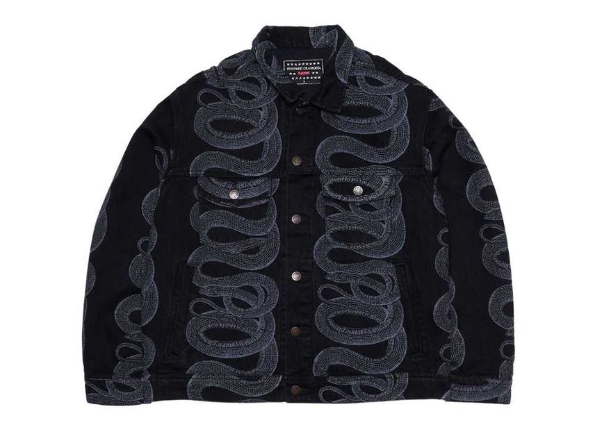 Supreme x HYSTERIC GLAMOUR Snake Denim Trucker Jacket Black SNKRDUNK