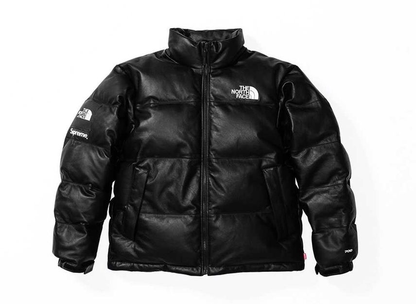 Supreme north top face leather parka