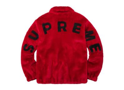Supreme faux fur bomber jacket red best sale
