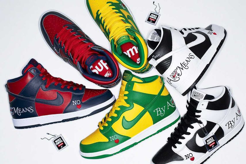 Supreme × Nike SB Dunk High By Any Means 