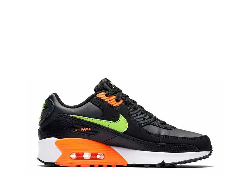Nike GS Air Max 90 Black Total Orange Ghost Green