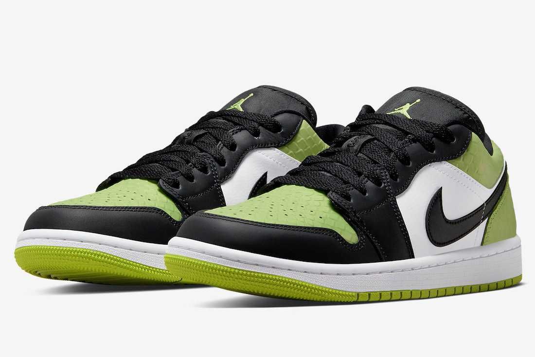 【スニダンで購入可】4/20・4/27発売 Nike WMNS Air Jordan 1 Low "Vivid Green Snakeskin"  2types 抽選/定価/販売店舗まとめ 4枚目