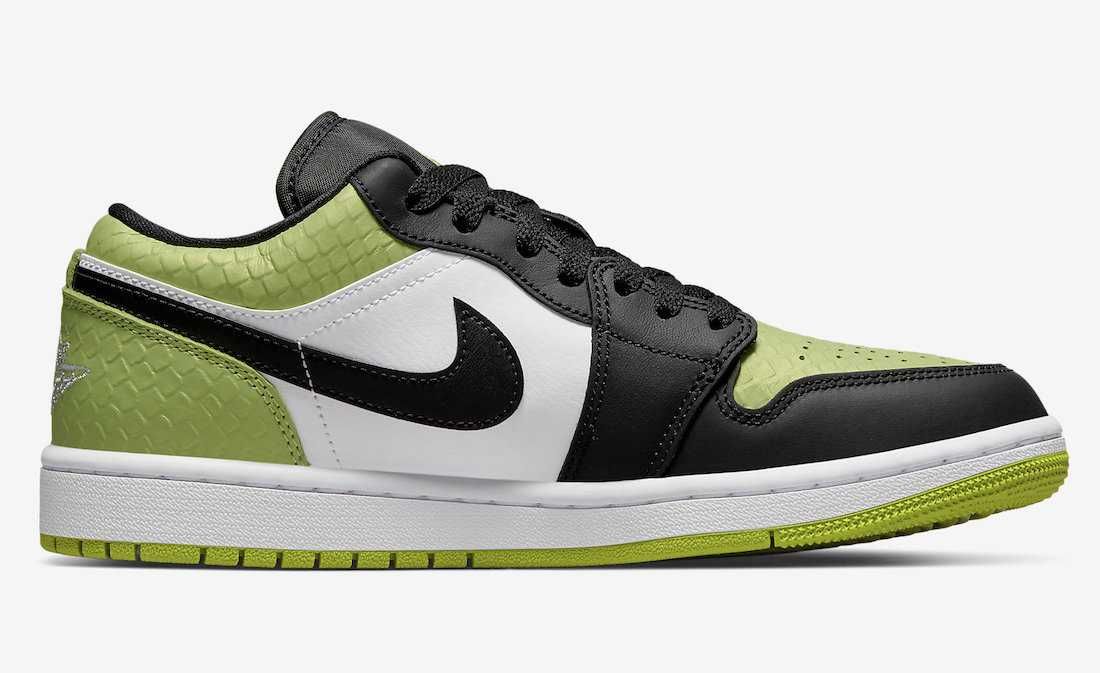 【スニダンで購入可】4/20・4/27発売 Nike WMNS Air Jordan 1 Low "Vivid Green Snakeskin"  2types 抽選/定価/販売店舗まとめ 6枚目