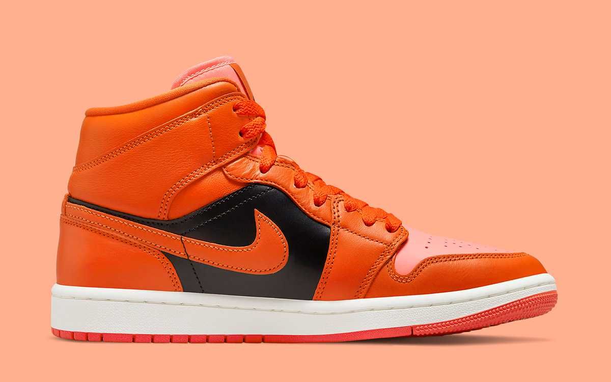 【スニダンで購入可】8/17発売 Nike WMNS Air Jordan 1 Mid SE "Orange/Black" 抽選/定価/販売店舗まとめ 5枚目