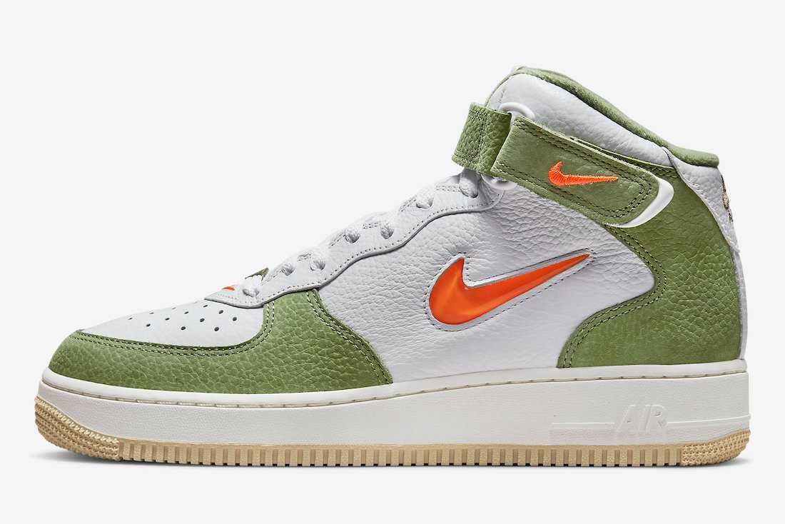 【スニダンで購入可】5/19発売 Nike Air Force 1 Mid QS "Olive Green and Total Orange" 抽選/定価/販売店舗まとめ 5枚目