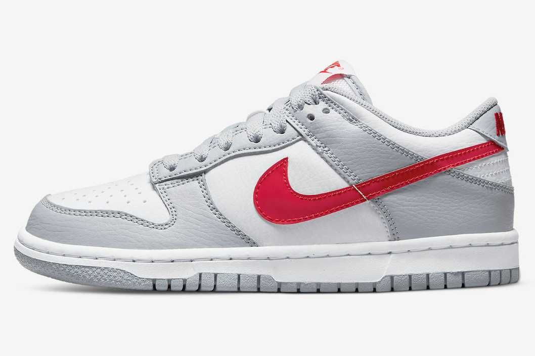 【リーク】Nike GS Dunk Low "White/Grey Red" 抽選/定価/販売店舗まとめ 2枚目