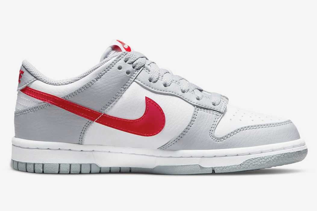 【リーク】Nike GS Dunk Low "White/Grey Red" 抽選/定価/販売店舗まとめ 3枚目