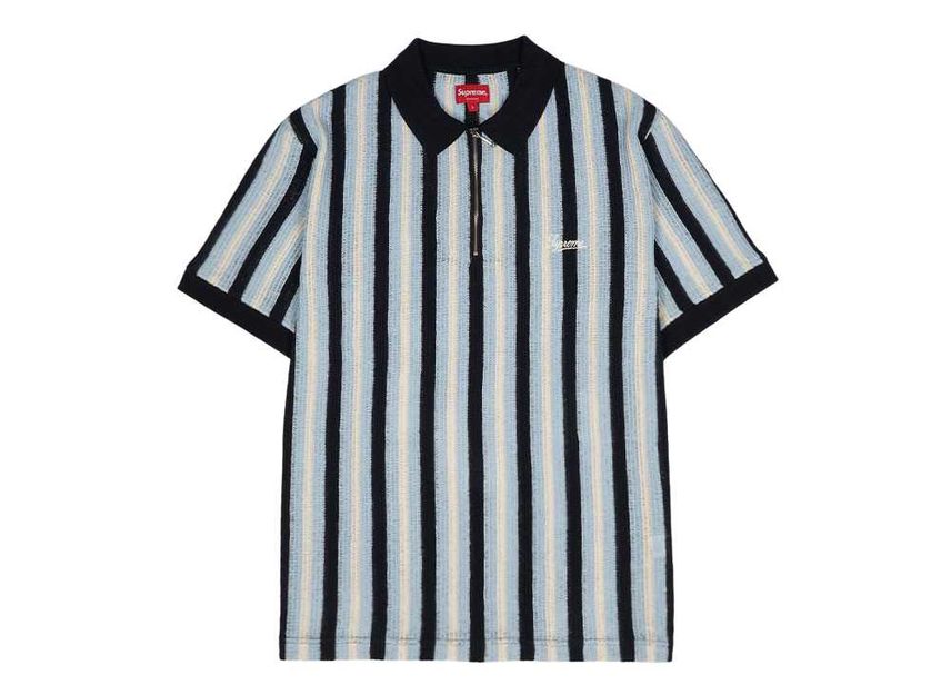 Supreme Open Knit Stripe Zip Polo