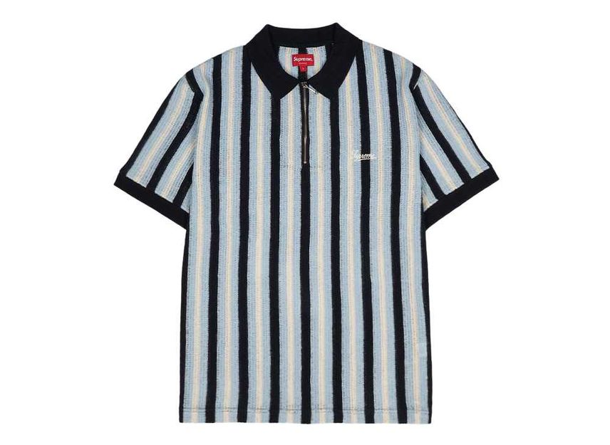 Supreme Open Knit Stripe Zip Polo 