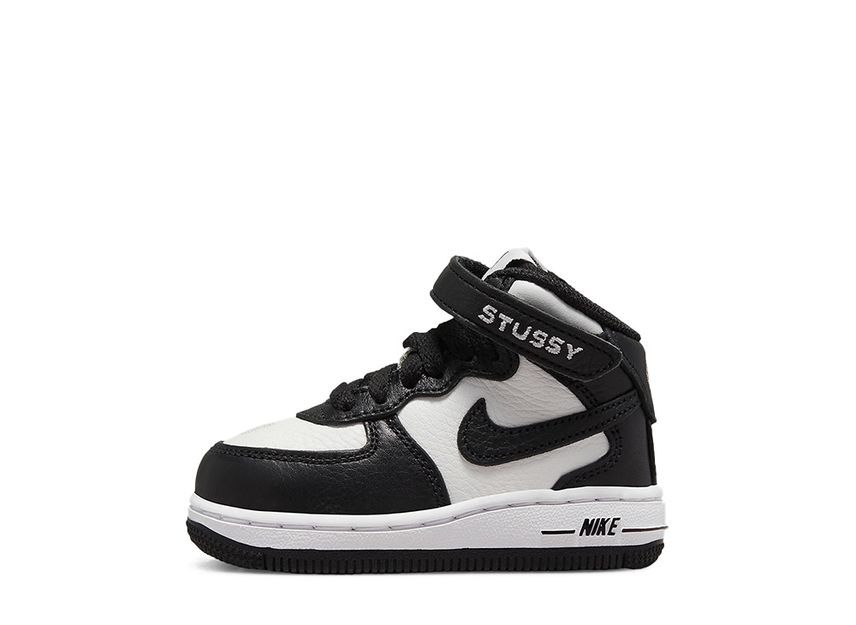 Stussy × Nike TD Air Force 1 Mid Black and Light Bone