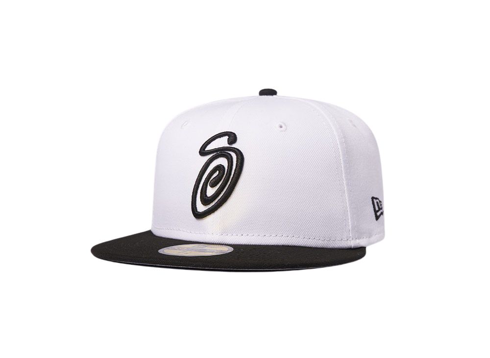 STUSSY Curly S New Era WHITE BLACK 7 1/4 - キャップ