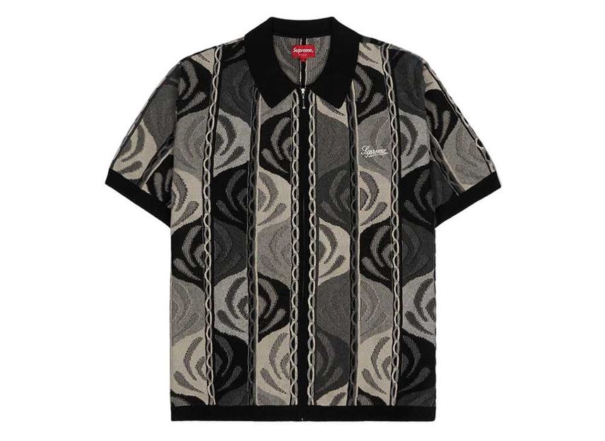 トレフォイル M Supreme Abstract Textured Zip Up Polo | www.modusfm.it