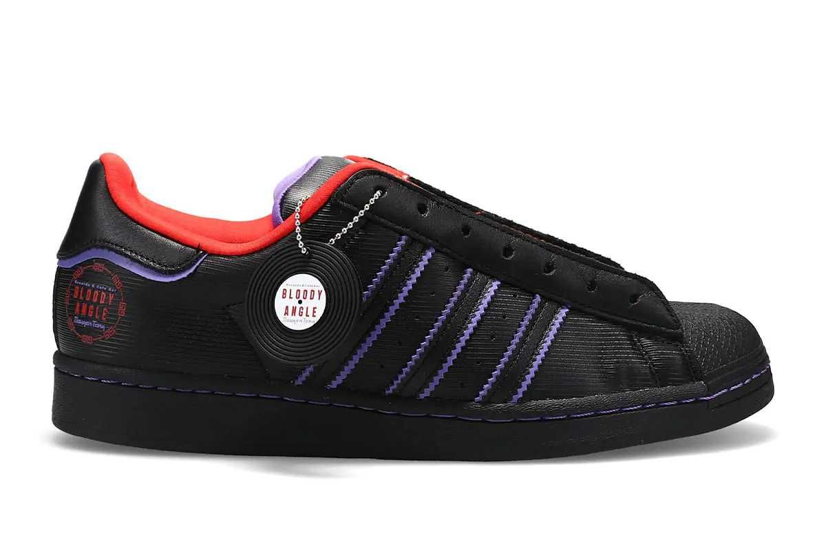 【スニダンで購入可】6/16発売 BLOODY ANGLE × adidas SST Laceless "Core Black/Red" 抽選/定価/販売店舗まとめ 2枚目