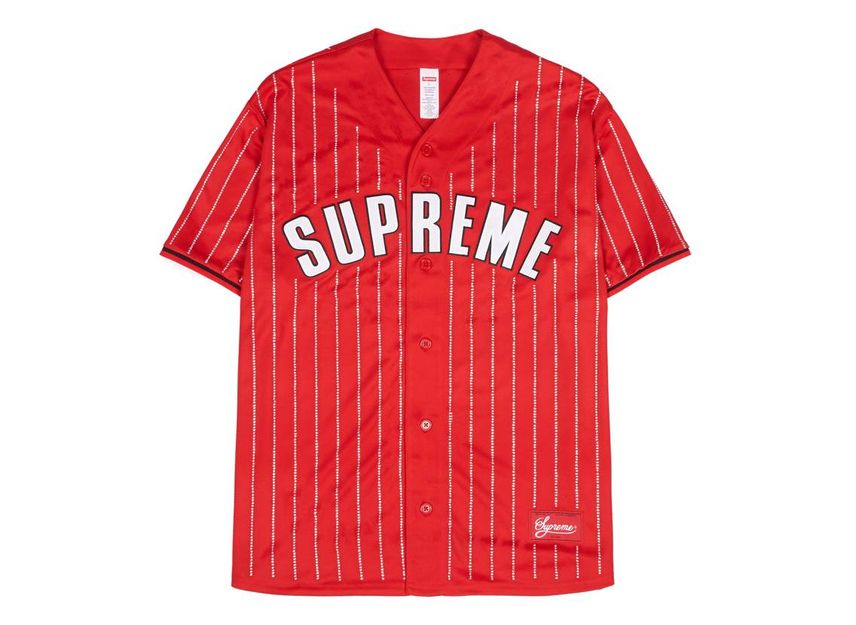 Supreme Rhinestone Stripe Baseball Jersey
