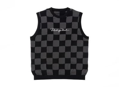 BlackEyePatch Sports Script Checkered Knit Vest 