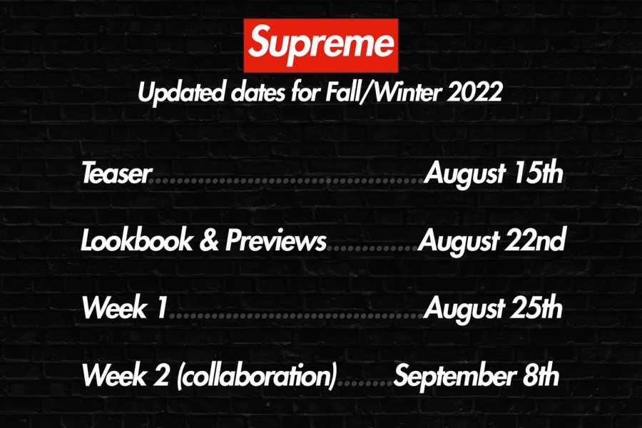 【リーク】Supreme 2022 FW collection Dates 抽選/定価/販売店舗まとめ 2枚目