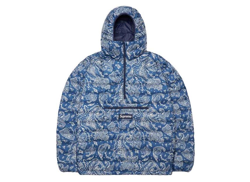 Micro down half zip hooded pullover Clearance