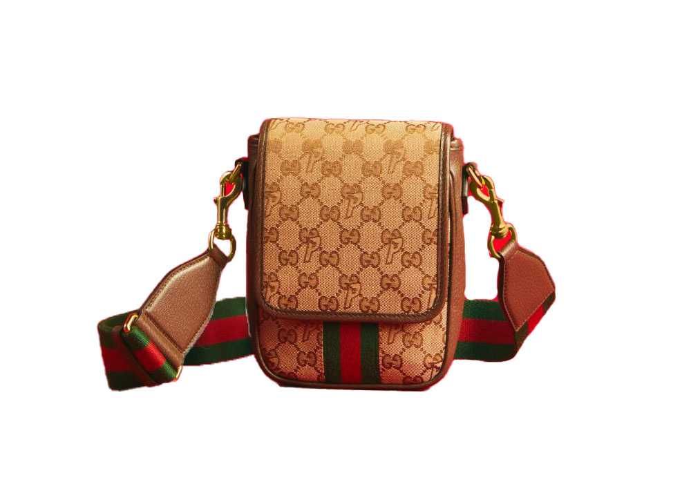 PALACE GUCCI GG P Canvas Messenger Bag With Web Shoulder Strap