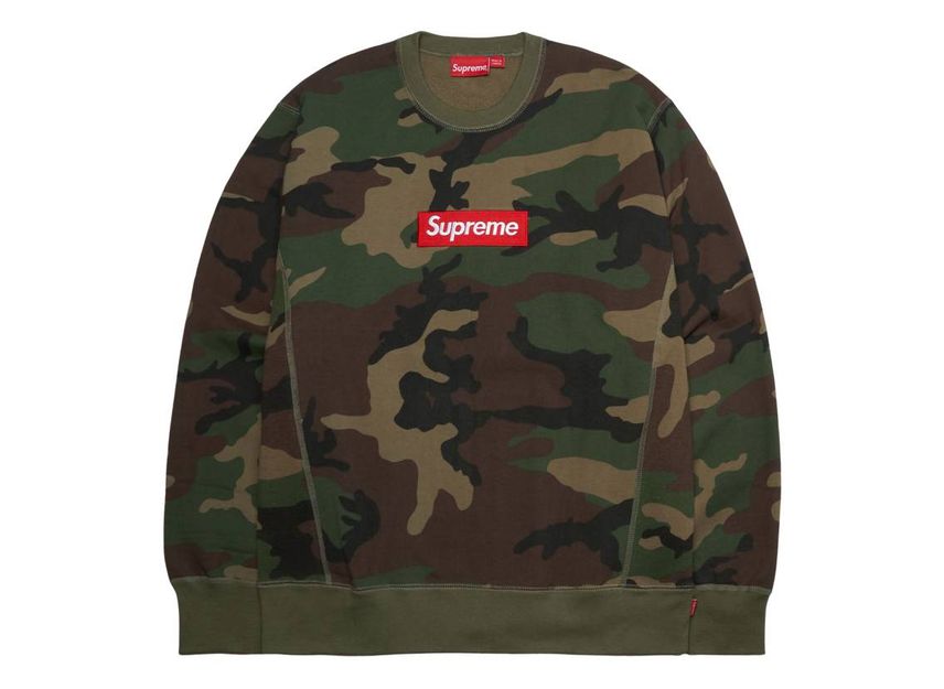 Supreme camo box outlet logo crewneck