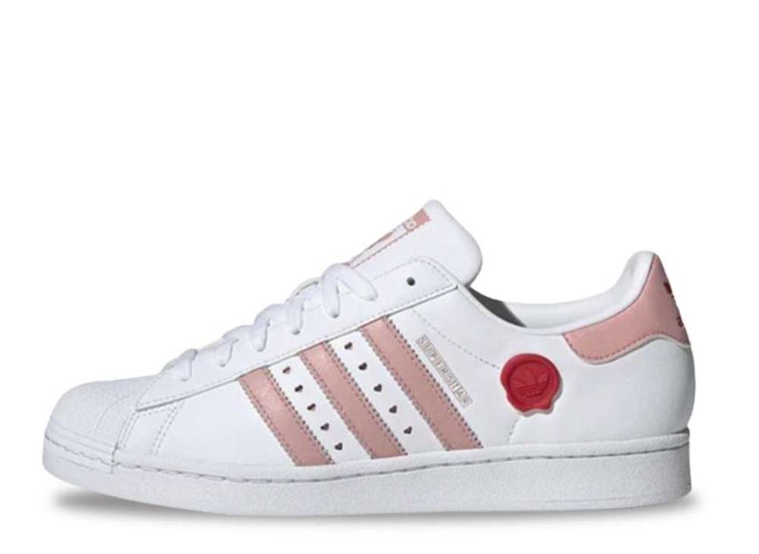 Adidas superstars top pink and white