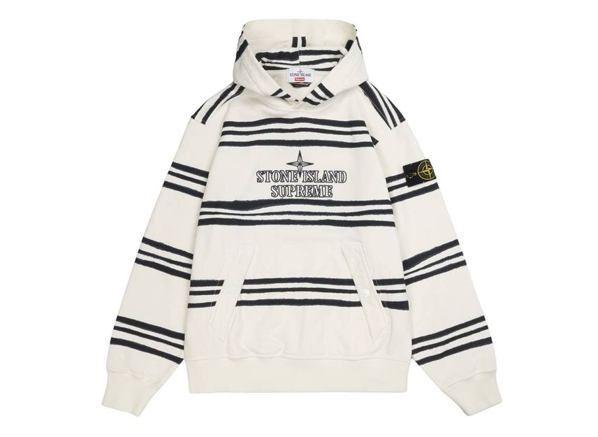 Supreme stone island hooded sweatshirt white best sale