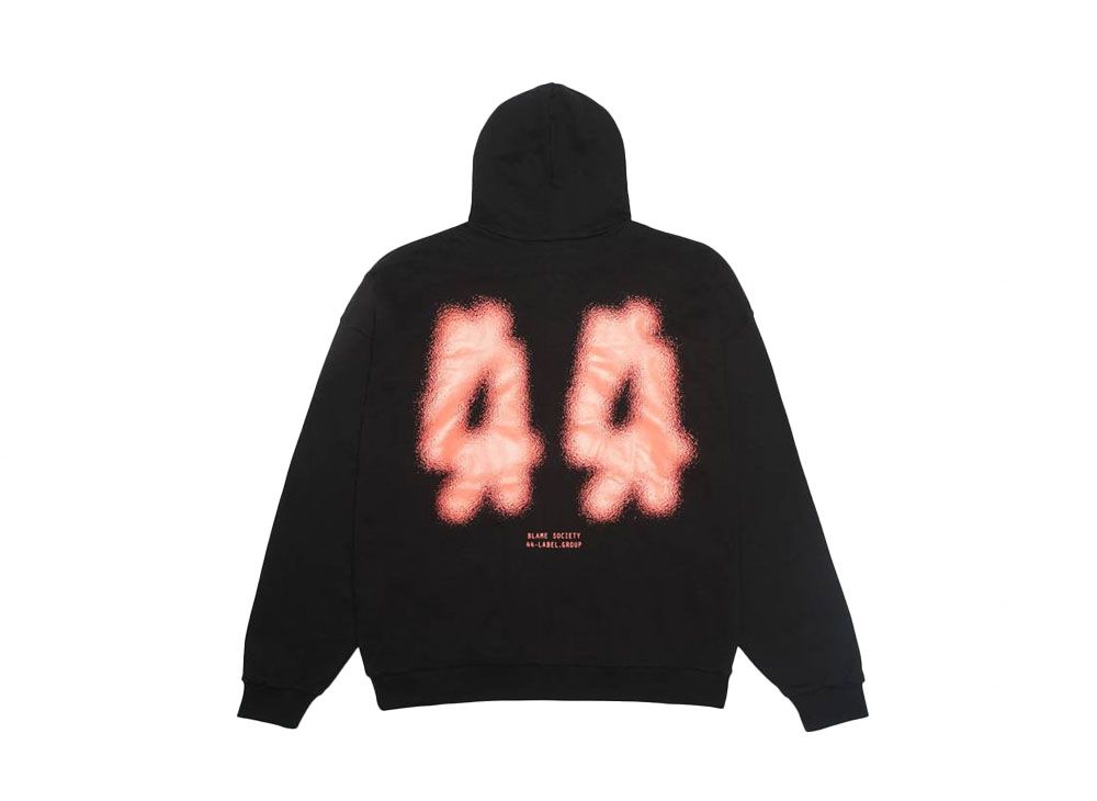 44 LABEL GROUP 44 GLASS HOODIE ZIP JERSEY FELPA DIAGONAL BLACK + 
