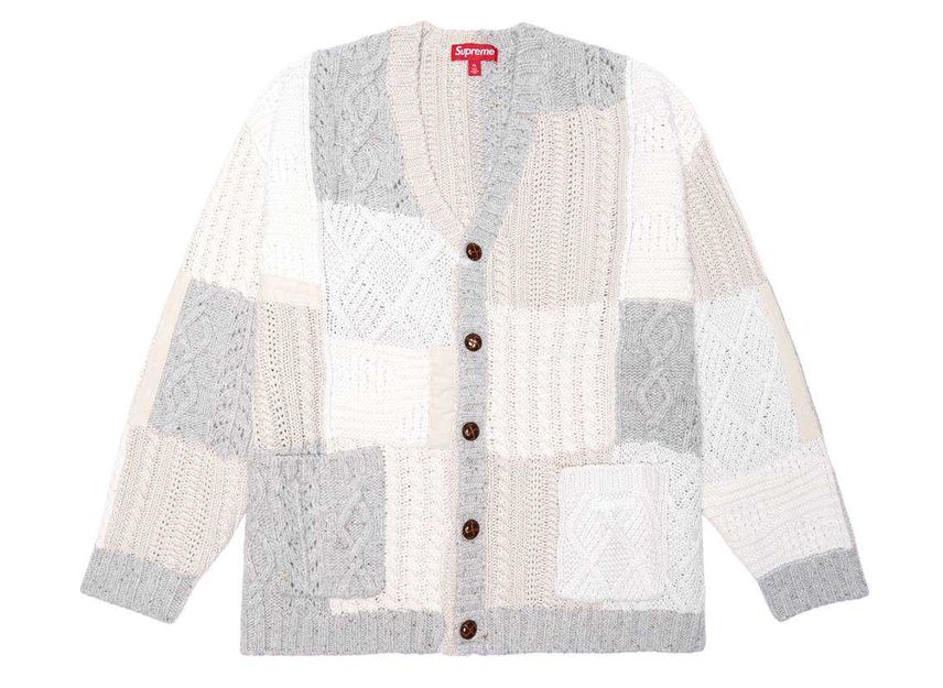 Supreme Patchwork Cable Knit Cardigan 