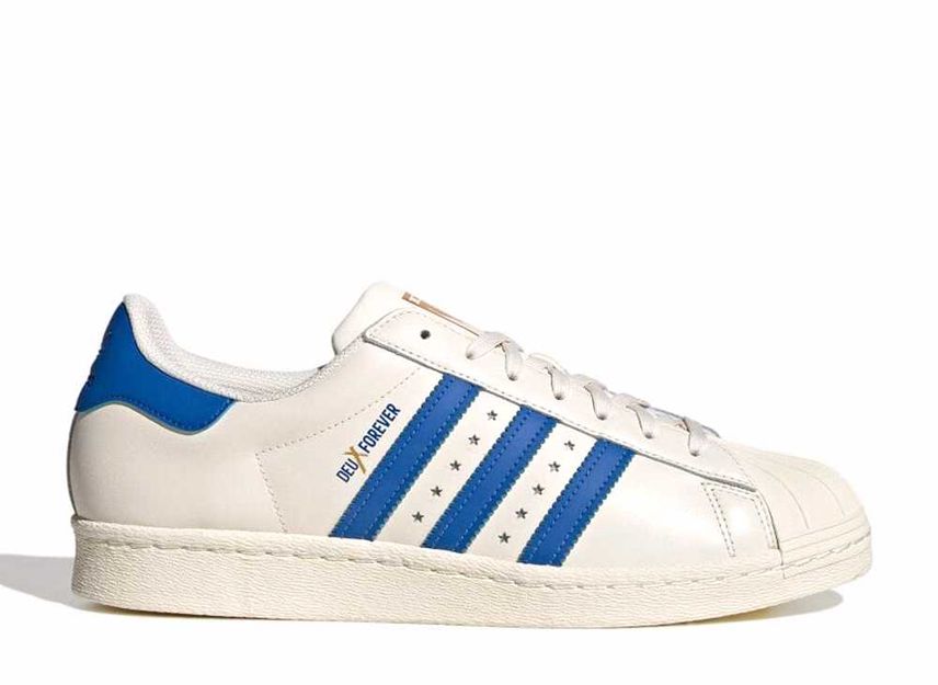 Adidas superstar top white metallic blue
