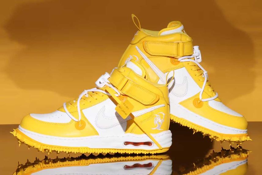 エアフォース1 ミッド SP レザー 'ホワイト アンド バーシティメイズ Off-White × Nike Air Force 1 Mid SP LTHR