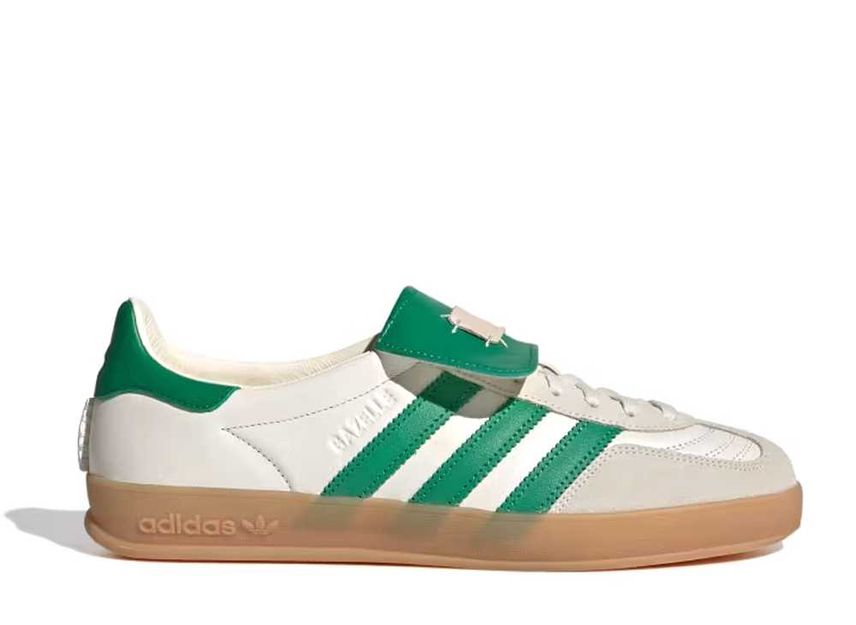 Adidas gazelle white top gum on feet