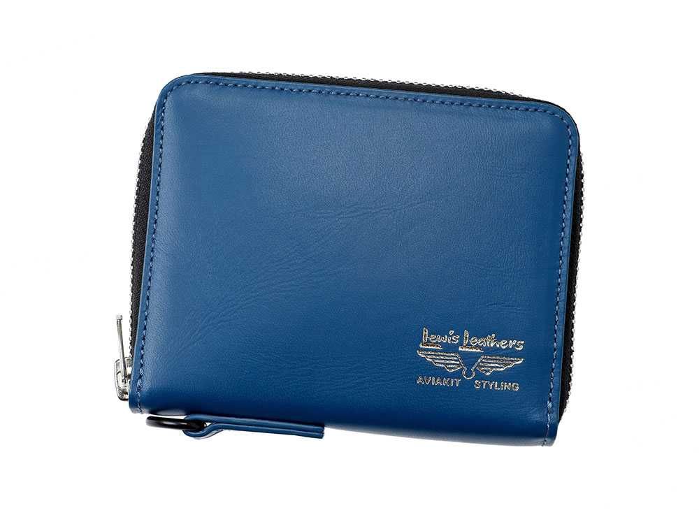 Lewis Leathers × PORTER コラボ/表参道/ブルー 長財布 Lewis Leathers x PORTER LONG WALLET 長財布 馬革 ブルー ラウンド