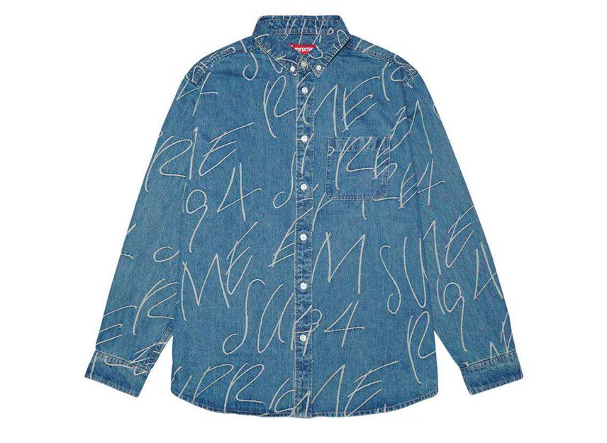 Supreme Handwriting Jacquard Denim Shirt