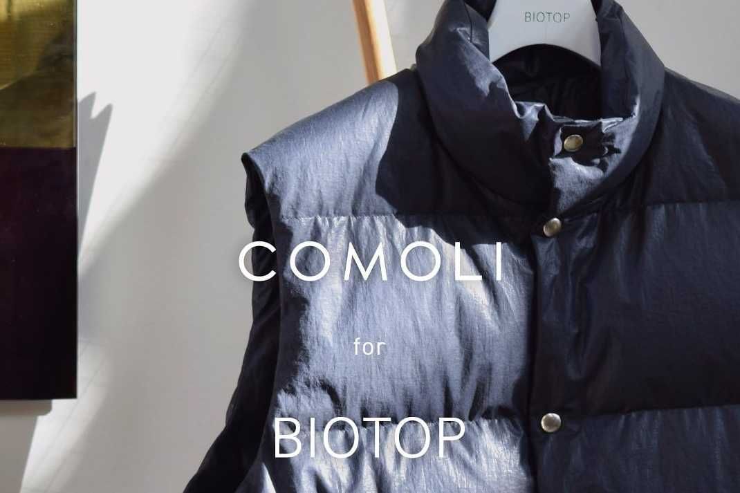 12/23発売|COMOLI for BIOTOP Cotton Nylon Down Vest Exclusive|抽選/販売/定価情報