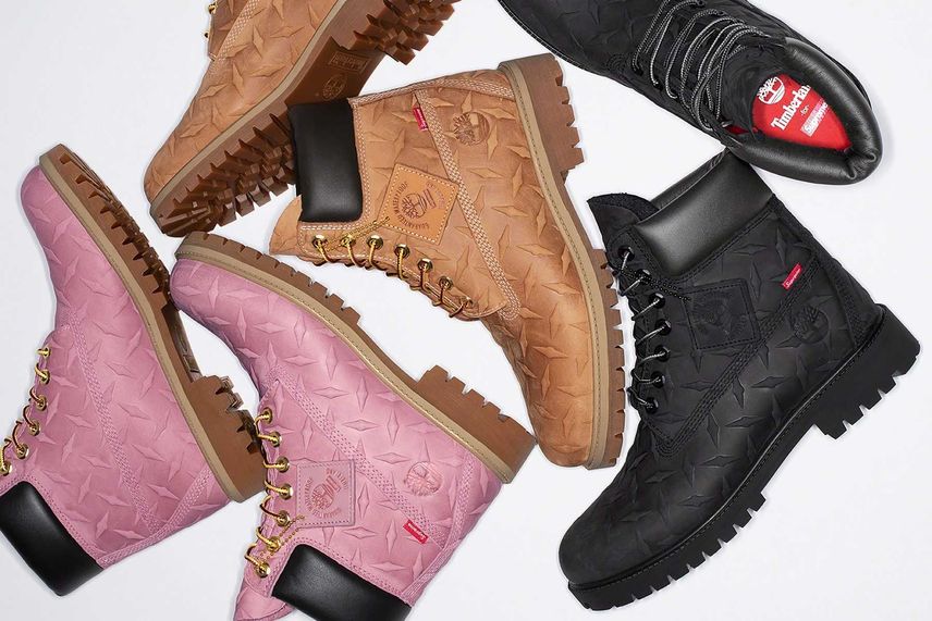 ティンバーランド Timberland ピンク Supreme × Timberland Diamond Plate 6inch Premium Waterproof