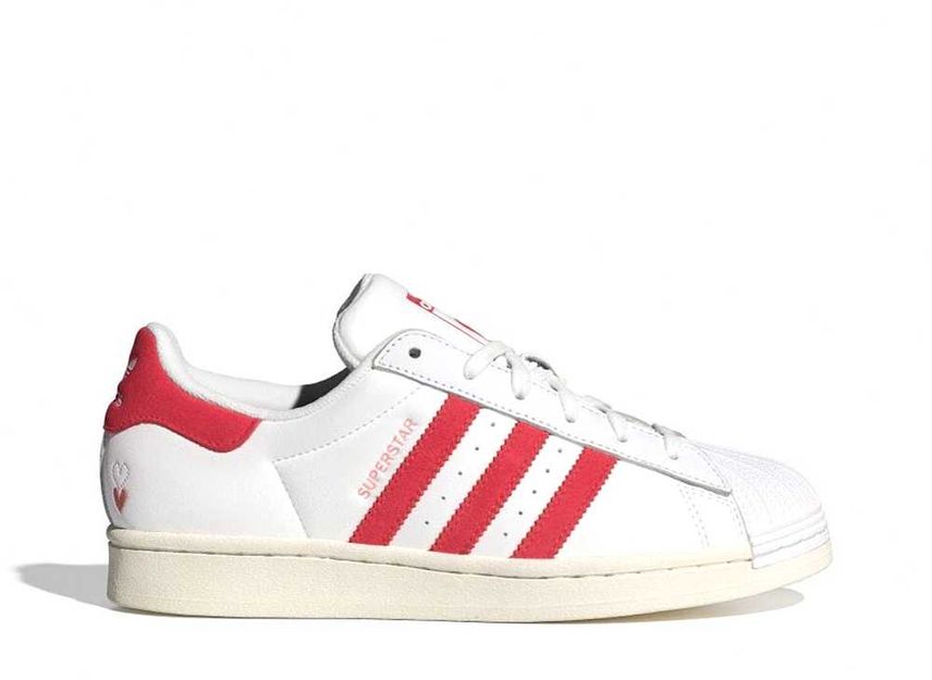 Adidas superstar womens red and white best sale