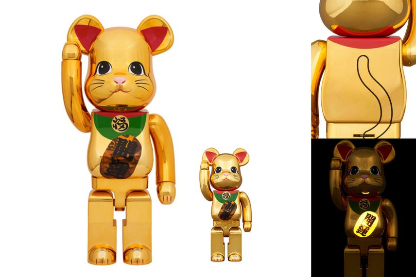 「BE@RBRICK 招き猫 開運 金メッキ 発光 400% & 1000%」が東京ソラマチにて販売!