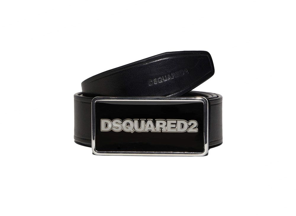 Dsquared2 スタッズ パンチングロゴ レザー ベルト M ブラック 三越