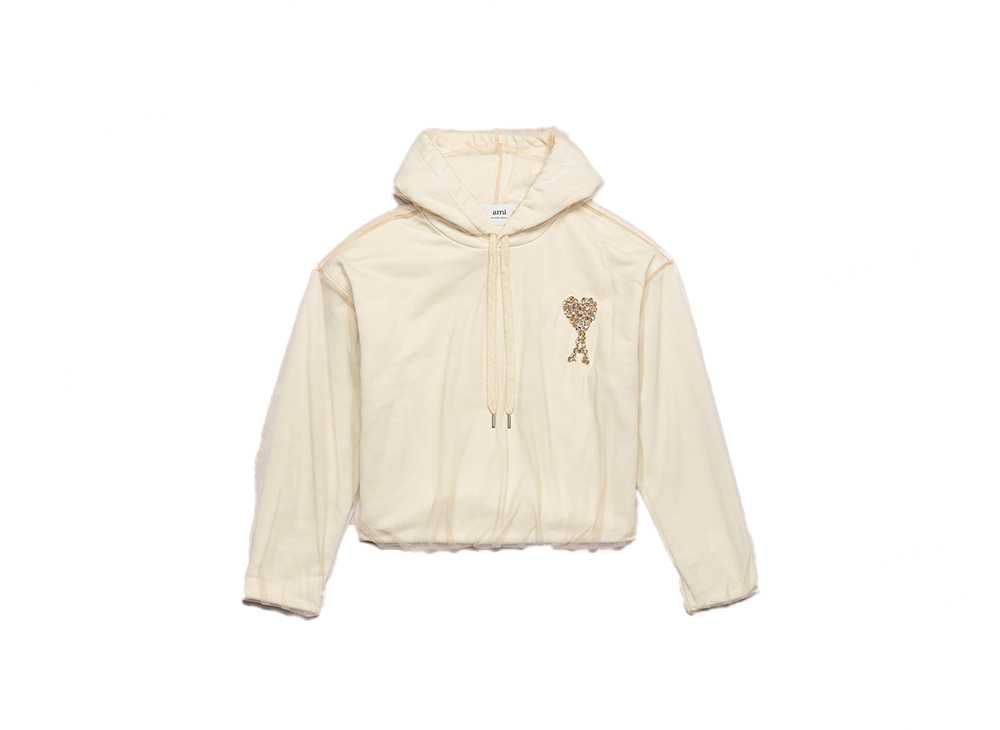 AMI PARIS Cotton Blend Fleece & Tulle Parka 