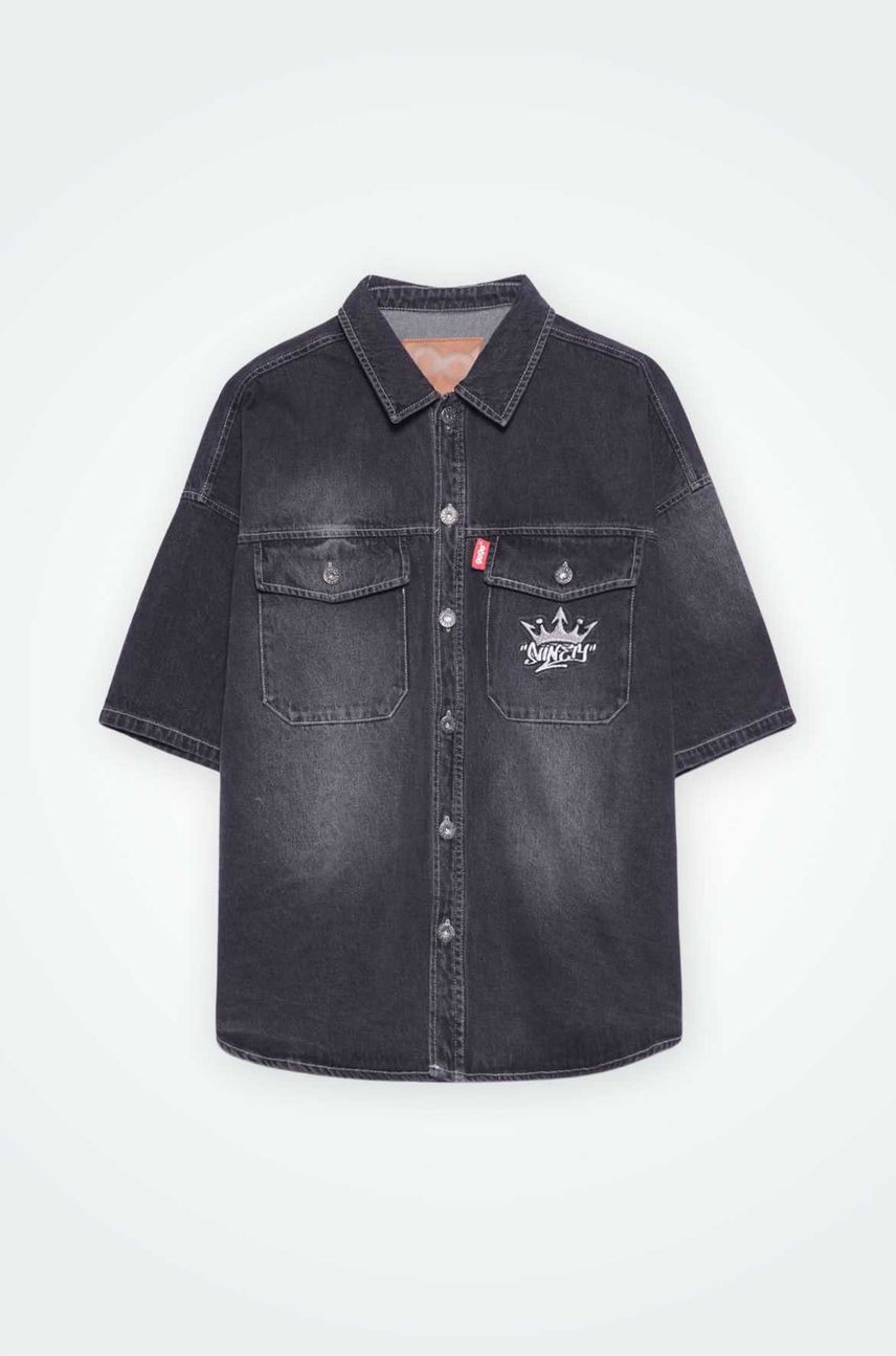 9090 King Logo Vintage Denim S/S Shirt 9090 King Logo Vintage Denim S/S Shirt