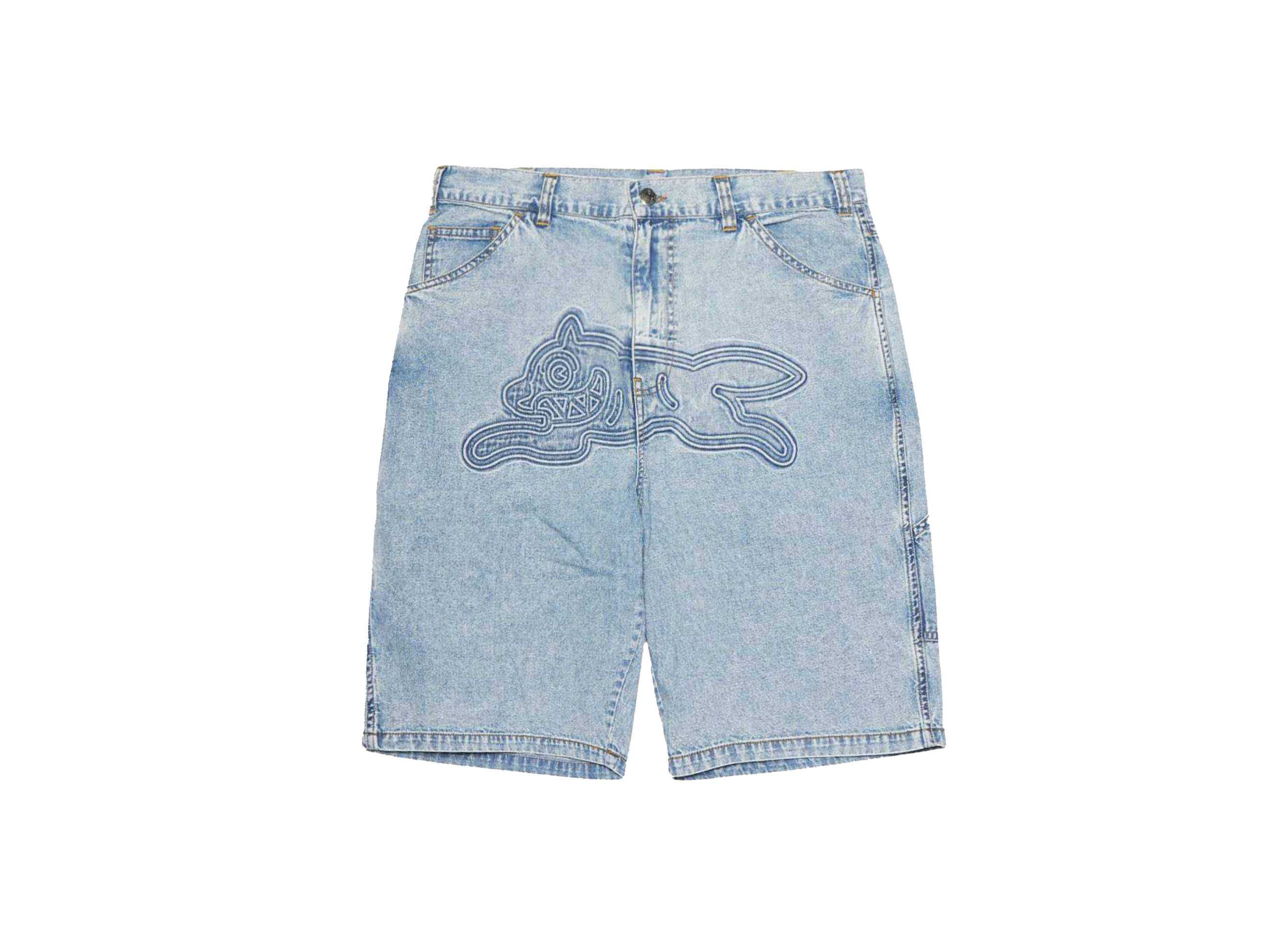 ICECREAM EMBOSS LOGO BAGGY DENIM SHORTS 