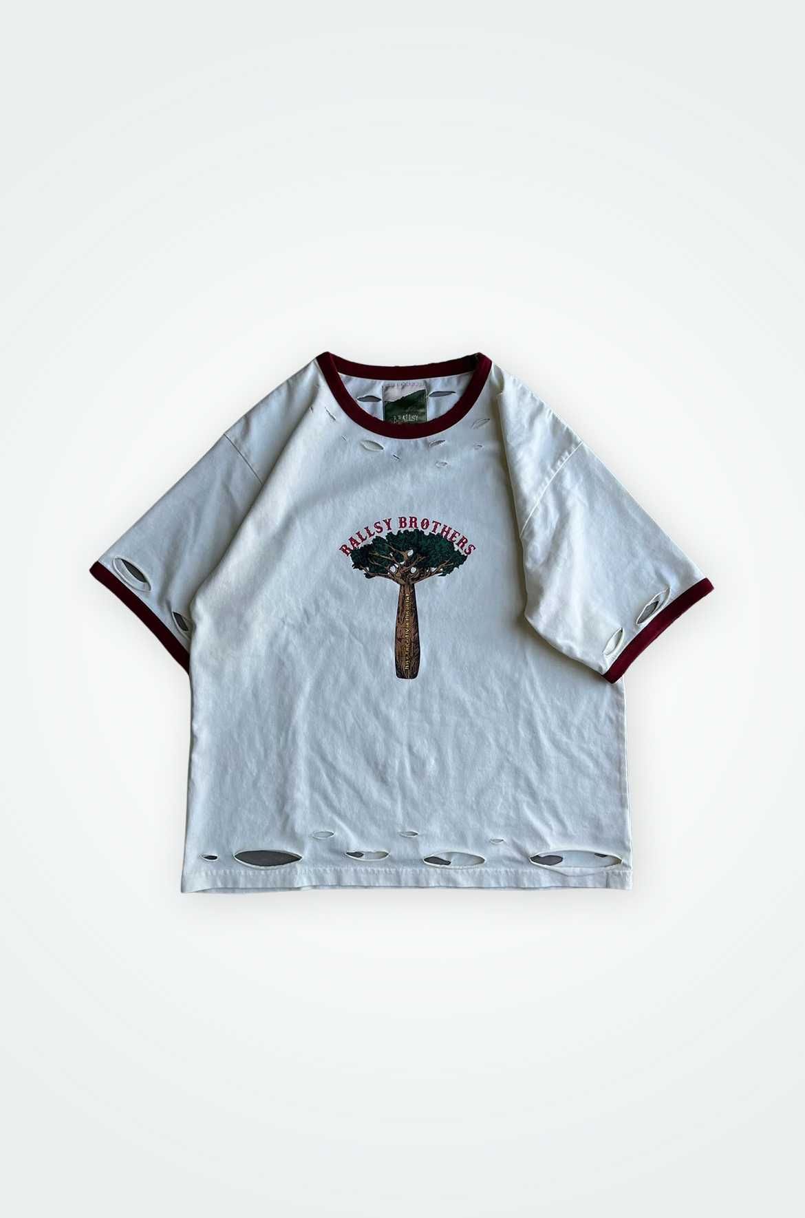 BALLSY.BROTHERS Distressed wash ringer T-shirt 
