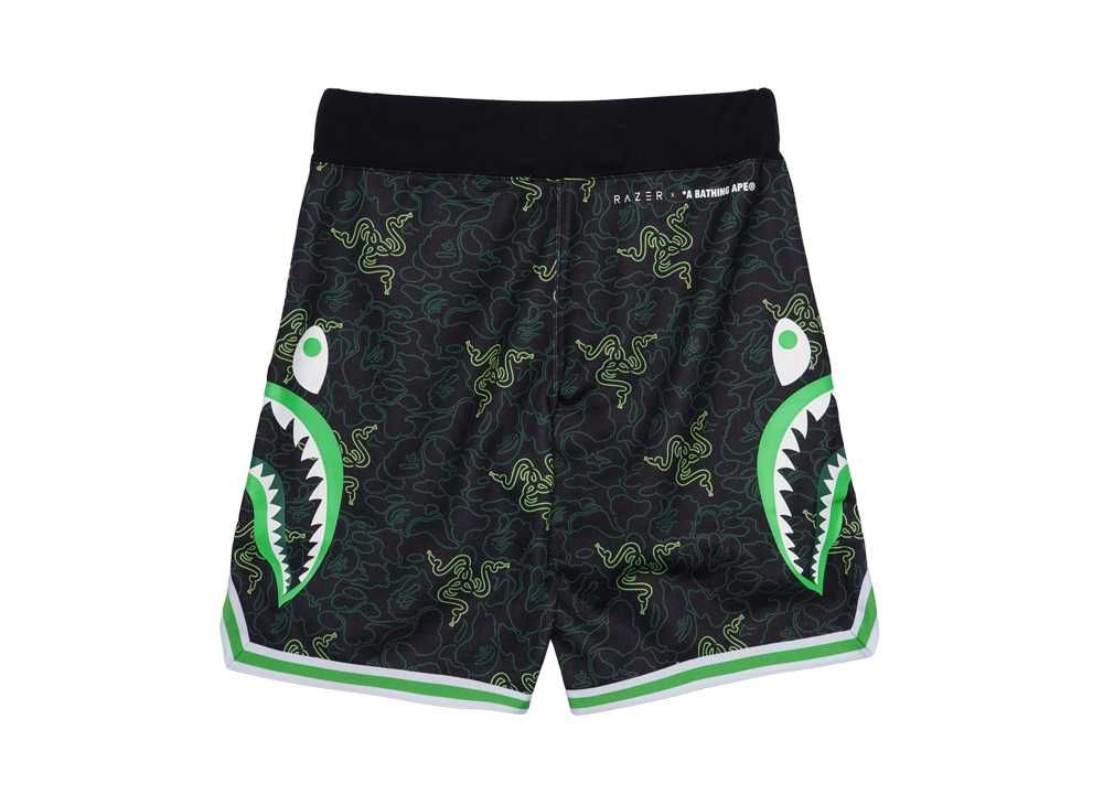 A BATHING APE x Razer NEON CAMO BASKETBALL SWEAT SHORTS 